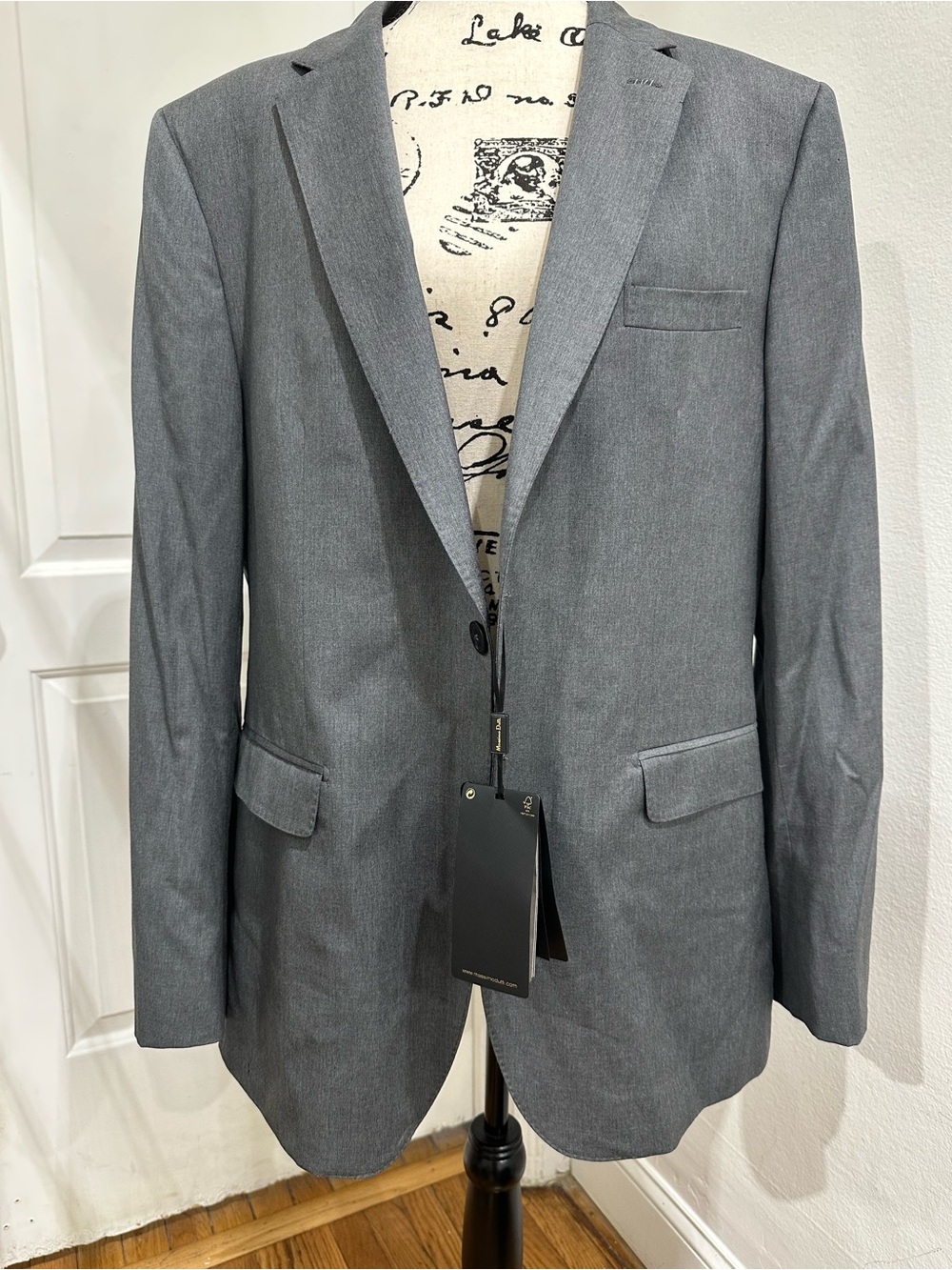 Massimo Dutti Men's Charcoal Gray Single-Breasted Blazer